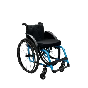 Rehamo Activ Pro Lite Foldable Aluminium Frame Active Wheelchair with Adjustable Footplate, Basic Foam Cushion, Fendered Sideguard, Height Adjustable Backrest for User Comfort & Nylon Padded and Tension Adjustable Upholstery | 1 Year Warranty