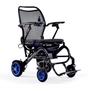 Travel lighter with QUICKIE’s lightest carbon folding powerchair.