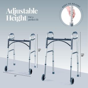 Lightweight, folding walker with wheels